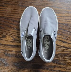 Vans Light Gray Canvas Slip-Ons